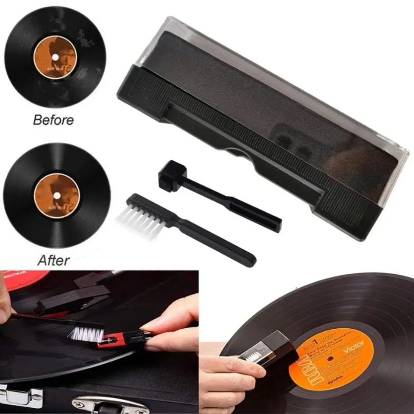 Audio Music Remover Free - ชุดแปรงทำความสะอาดแผ่นเสียงไวนิลป้องกันไฟฟ้าสถิต กำจัดฝุ่น พร้อมแปรงสำหรับเข็มเครื่องเล่นแผ่นเสียง สำหรับแผ่นเสียง LP เครื่องเล่นแผ่นเสียง