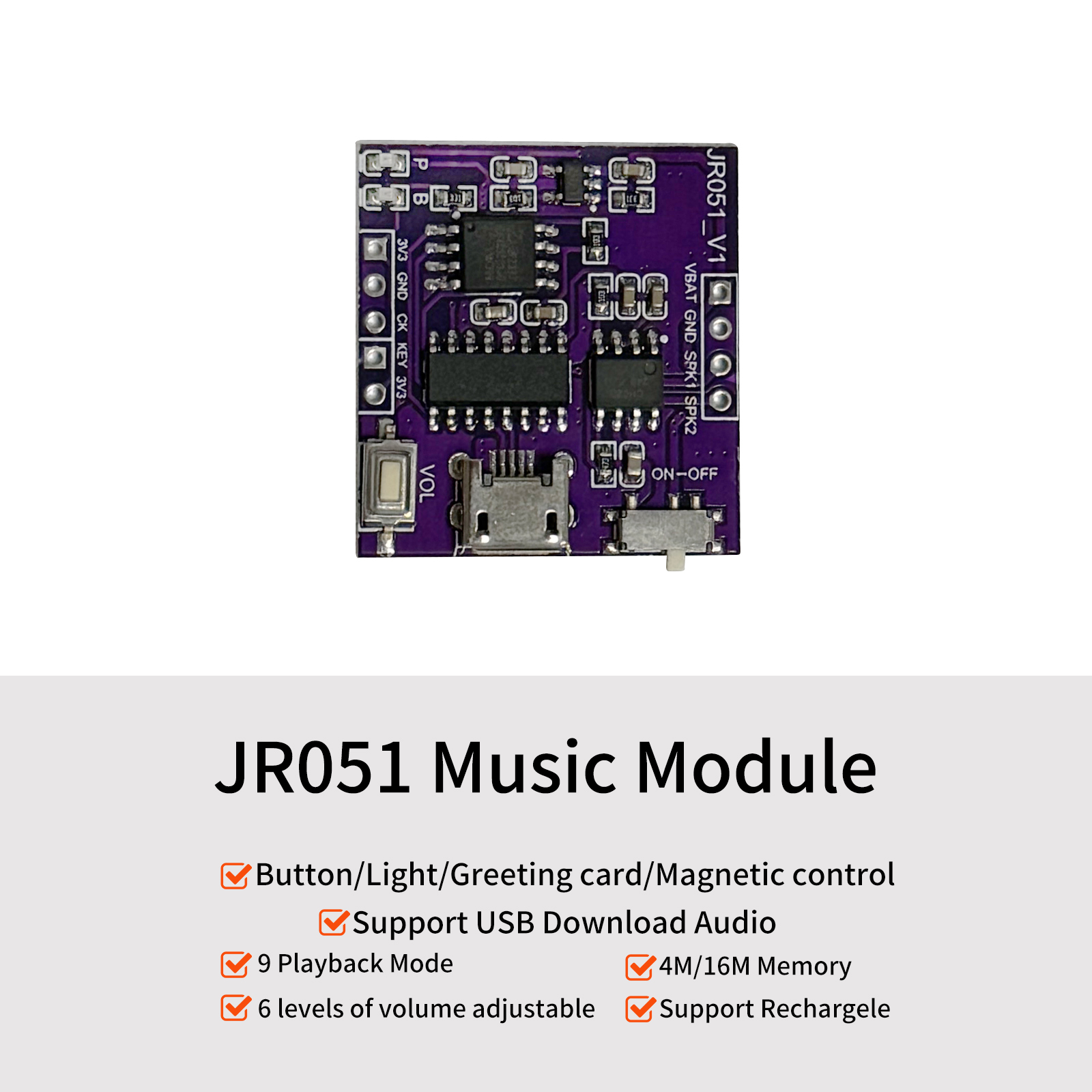 Audio Music For Download - ดาวน์โหลดเพลงโมดูลบันทึกเสียง USB ในตัวเครื่องขยายเสียง3W ชิปเสียงพร้อมปุ่มหน่วยความจำ4M/16M/แม่เหล็ก/การ์ดอวยพร/การควบคุมแสง