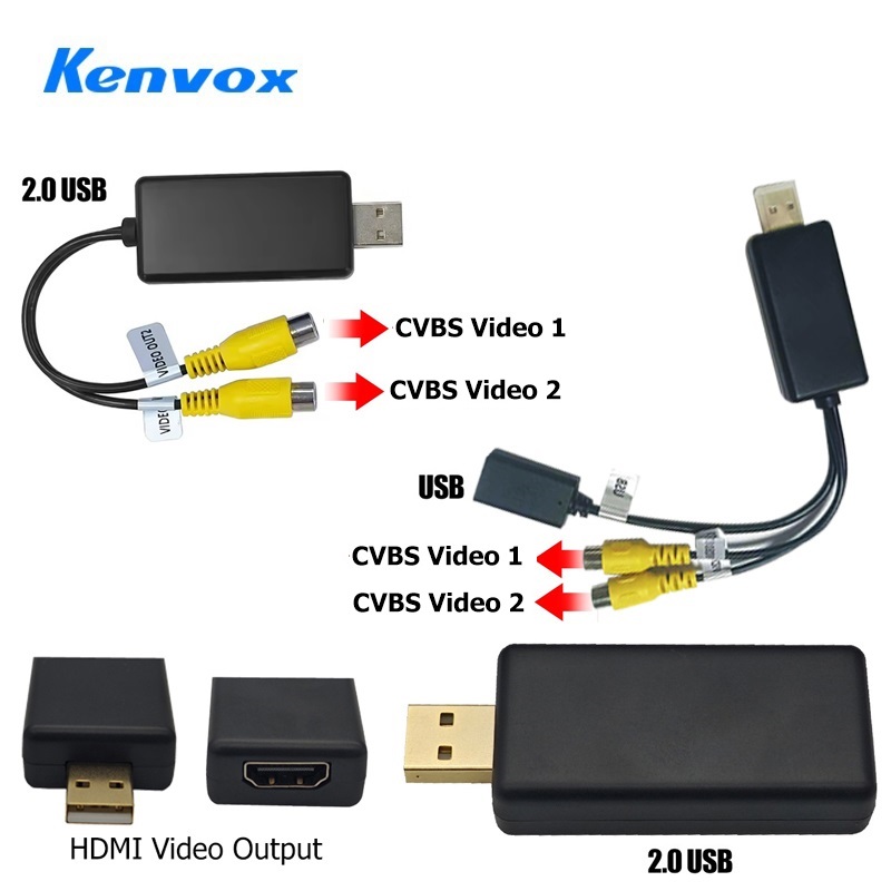 Audio Music Converter - สายเคเบิล Kenvox Android USB สำหรับส่งสัญญาณวิดีโอ RCA