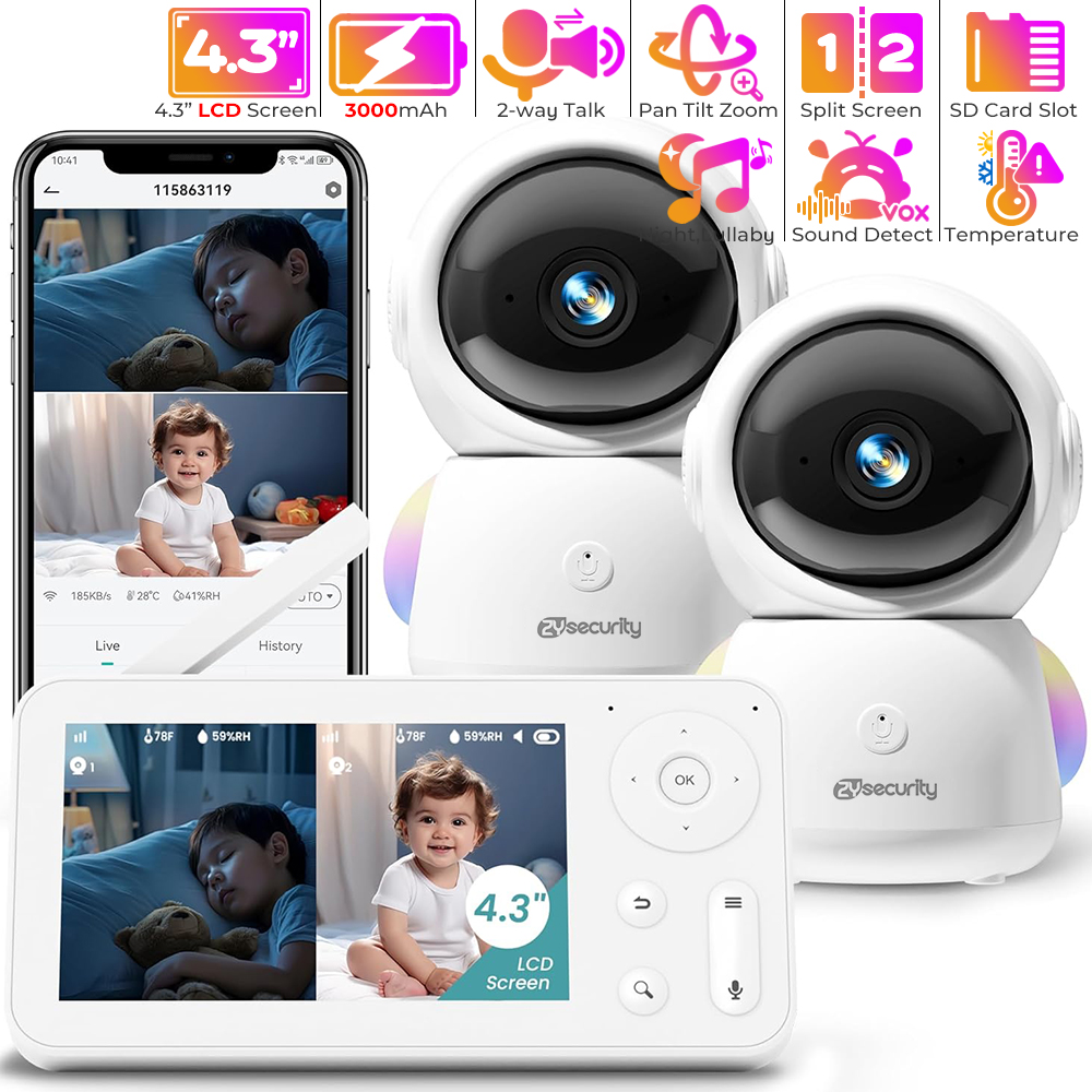 Audio Music Visualizer - 2K Baby Monitor พร้อม 2 กล้องและเสียง