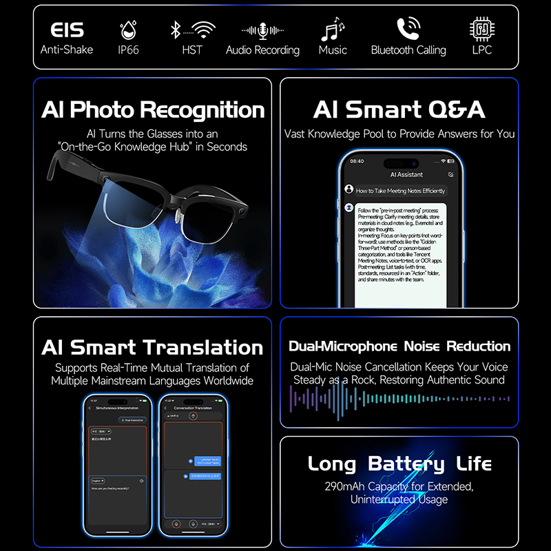 แว่นตาอัจฉริยะ W630 กล้อง HD 8 - Audio Music Image บทวิจารณ์และราคา