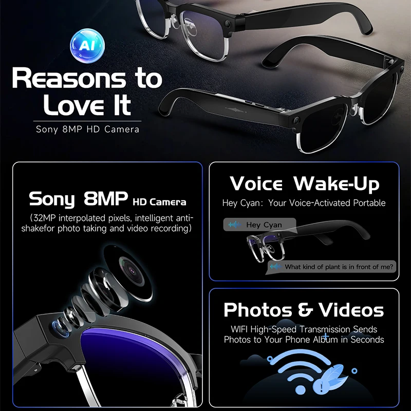 แว่นตาอัจฉริยะ W630 กล้อง HD 8 - Audio Music Image บทวิจารณ์และราคา