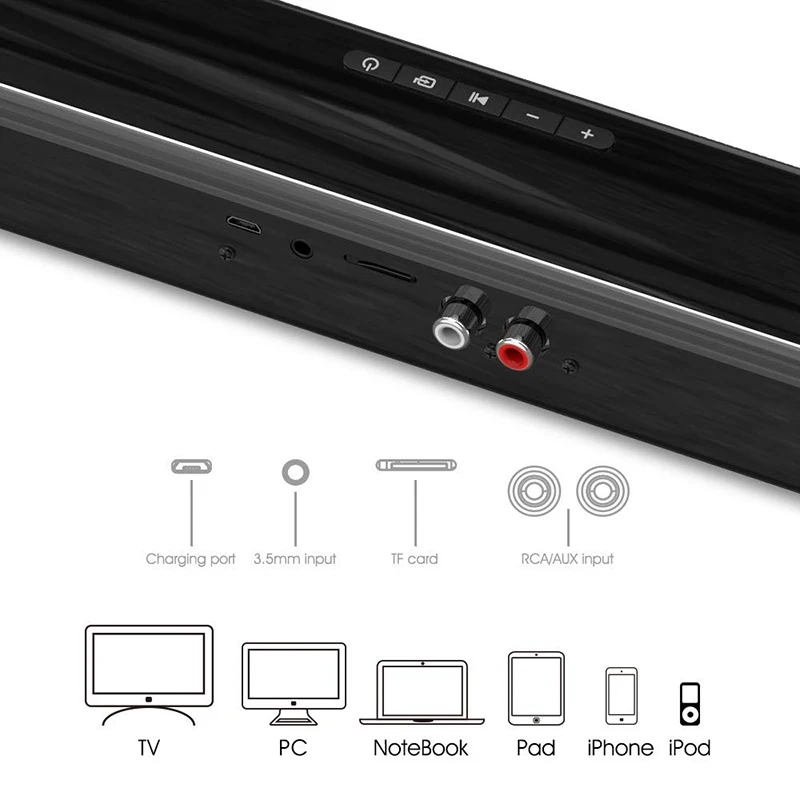 40W Soundbar ทีวีแบบพกพาบลูทูธ - Audio Music Visualizer Free บทวิจารณ์และราคา