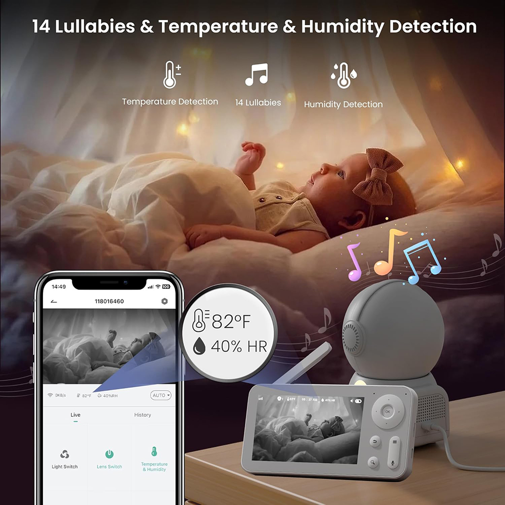 2K Baby Monitor พร้อม 2 กล้องแ - Audio Music Visualizer บทวิจารณ์และราคา